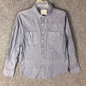 Threads‎ 4 Thought Button Up Shirt Men's Large Long Sleeve Blue 100% Cotton L